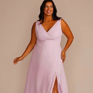 David's Bridal Size 4 Iris Surplice Tank Long Chiffon Bridesmaid Dress